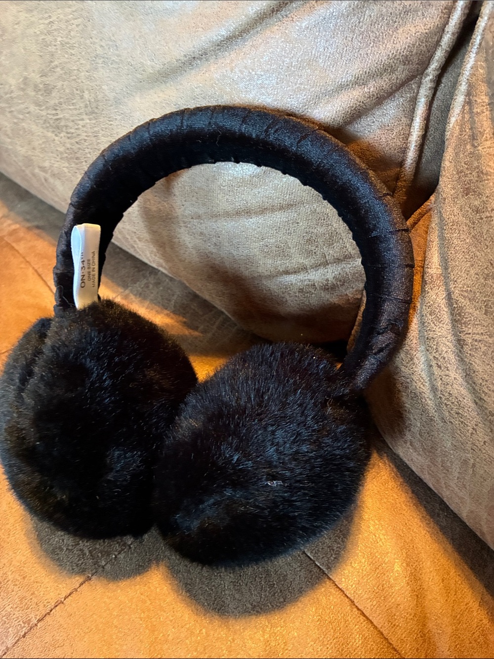Black Faux Fur Earmuffs.          Cozy Winter Ear Warmers